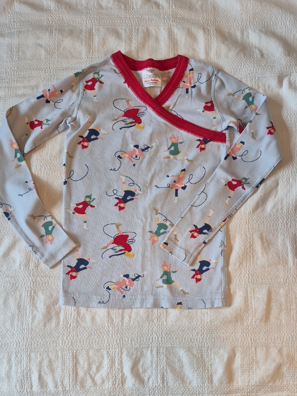 Hanna Andersson girls size 140 or 10 blue with skating girls pajama top VGUC